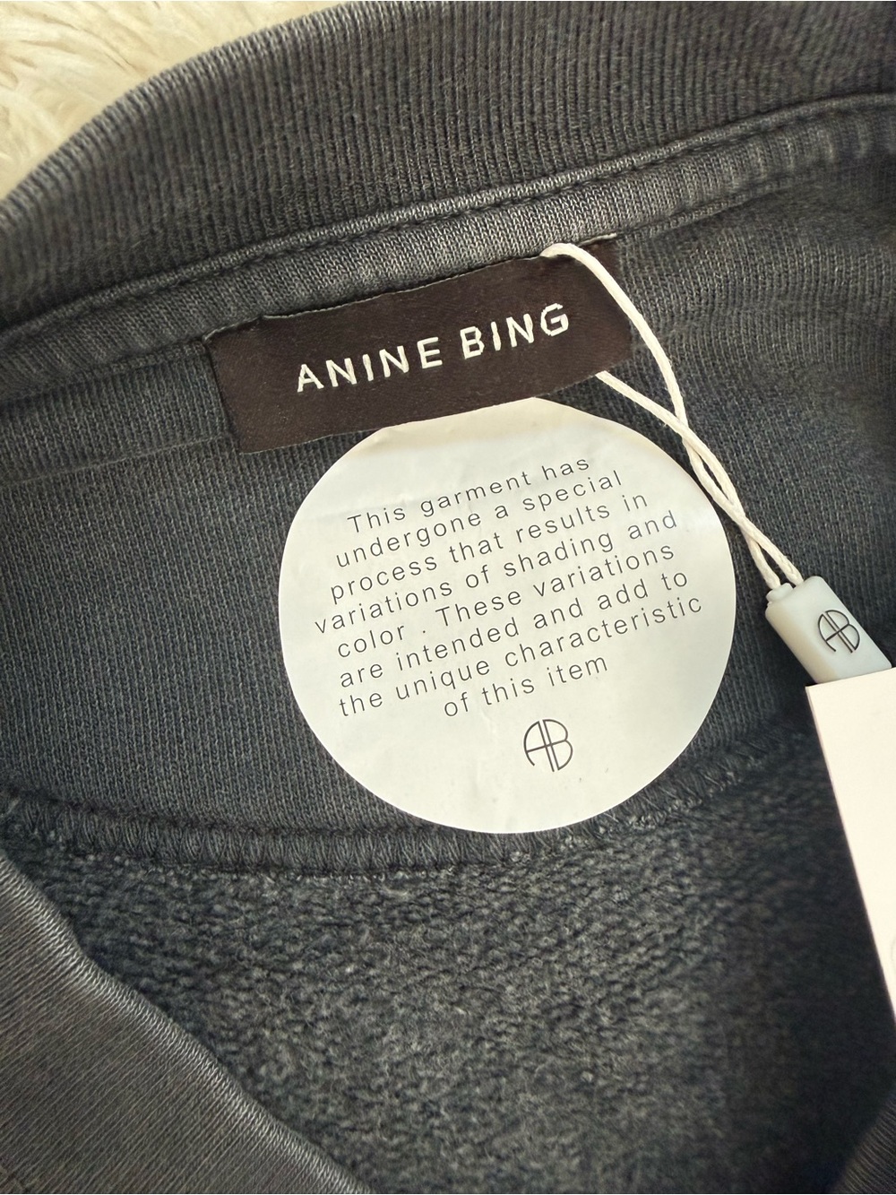 NWT Anine Bing Womens Sweatshirt University Chicago Washed Black Sz XL - Picture 3 of 11